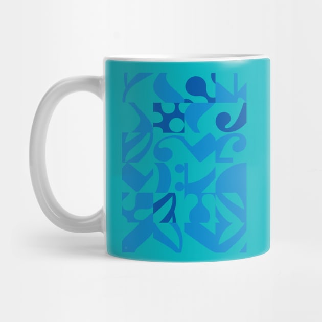 Musical Notes Turquoise and Blue Pattern by Dez53